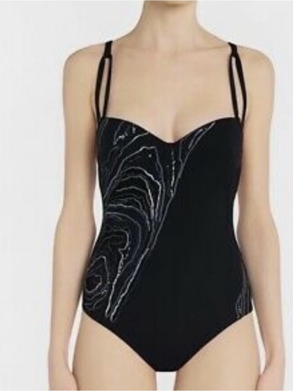 La Perla Black One-Piece Swimsuit with Silver Embroidery